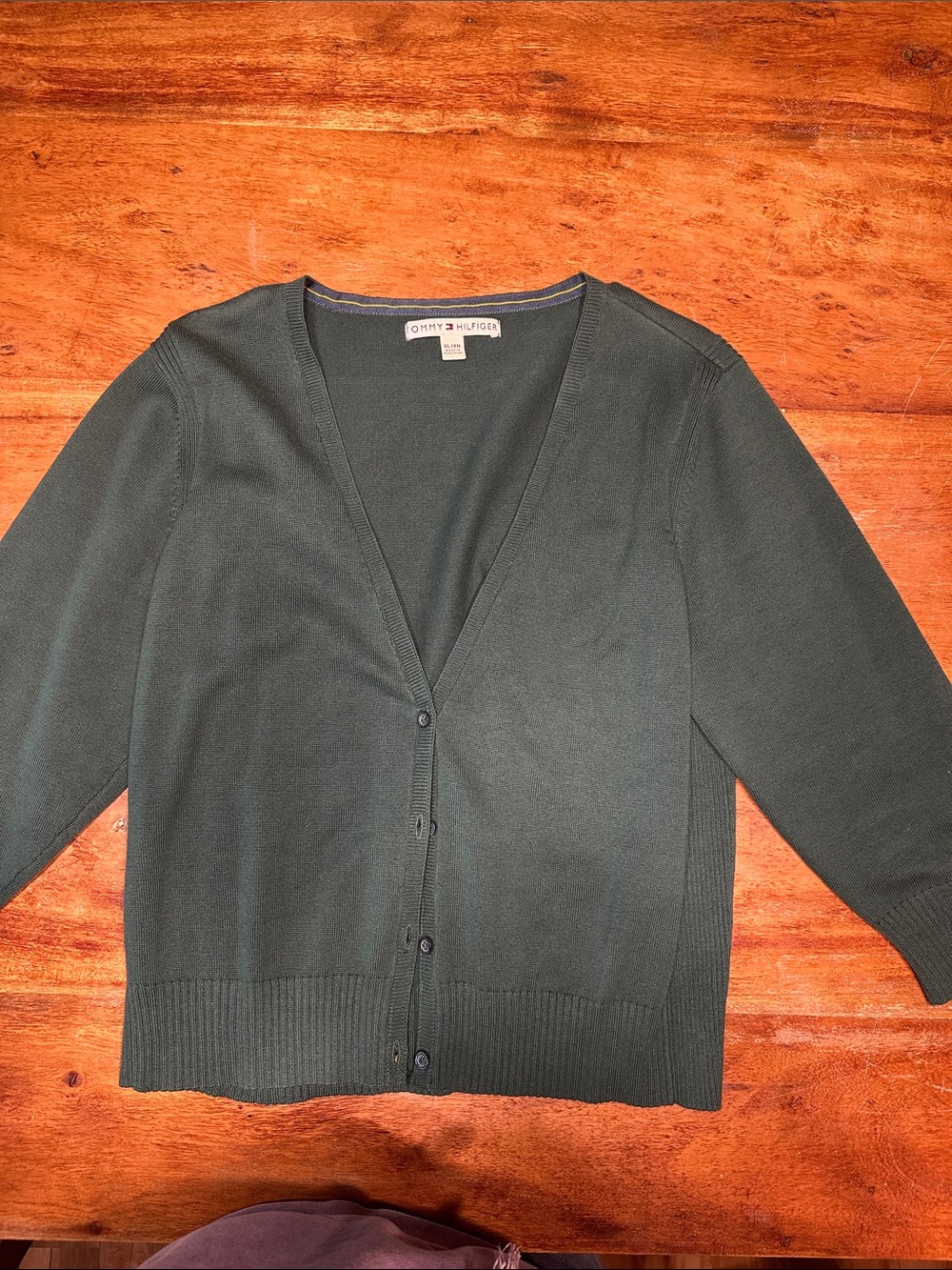 Tommy Hilfiger Forest Green V-Neck Button Front Cardigan